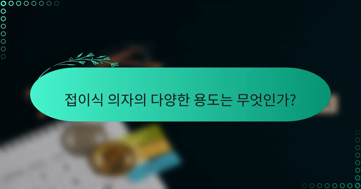 접이식 의자의 다양한 용도는 무엇인가?