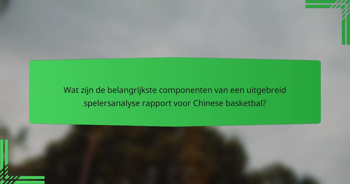 Wat zijn de belangrijkste componenten van een uitgebreid spelersanalyse rapport voor Chinese basketbal?